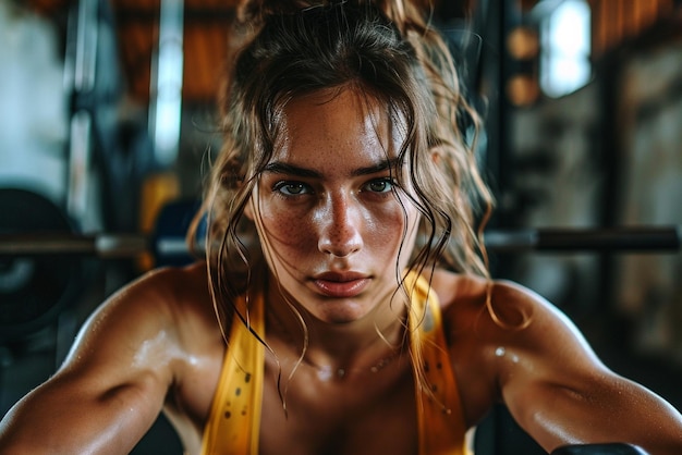 chica trabajando en el gimnasio