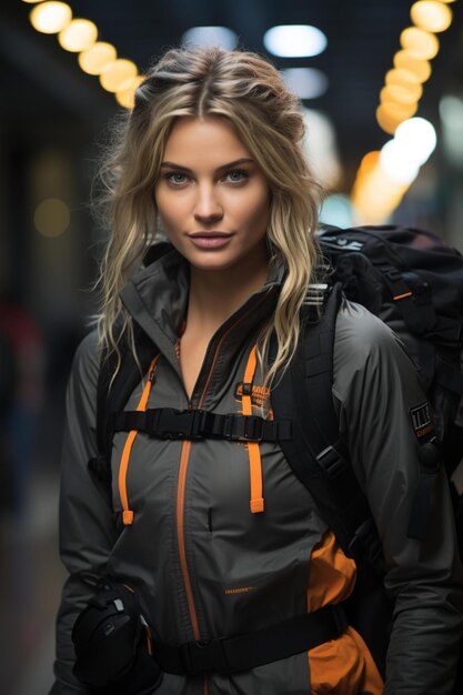 La chica con el traje de bicicleta