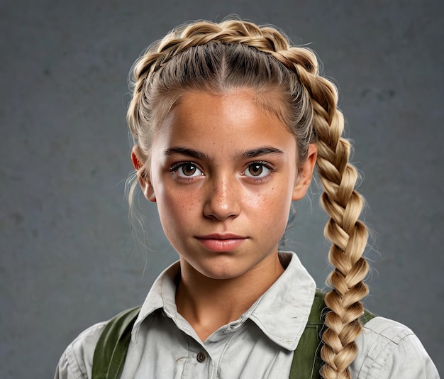 Foto una chica con trenzas y una cola de caballo