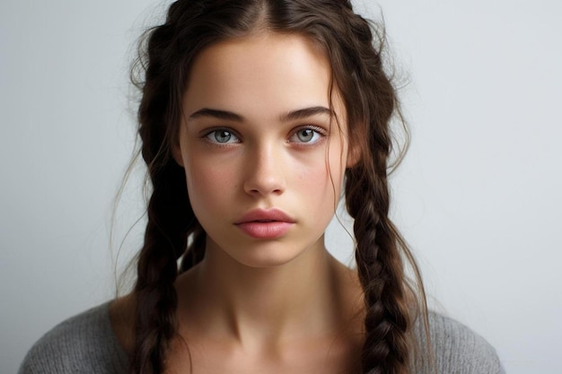 Una chica con trenzas en el pelo