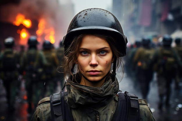 Una chica en uniforme militar un soldado israelí defendiendo su país judío religión judaísmo guerra contra Palestina hermosa atractiva pero fuerte chica oficial