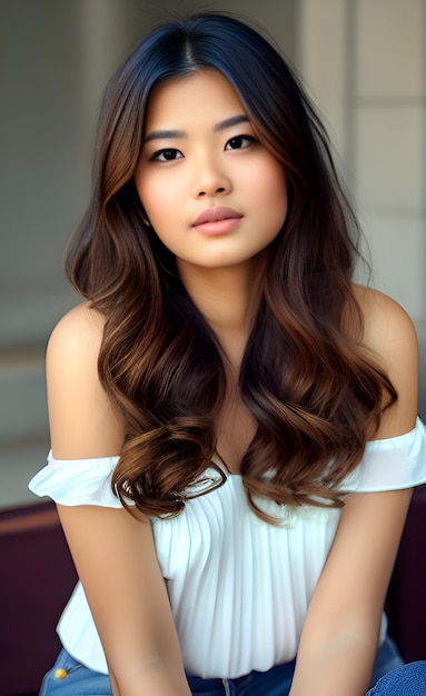 Una chica con un vestido blanco