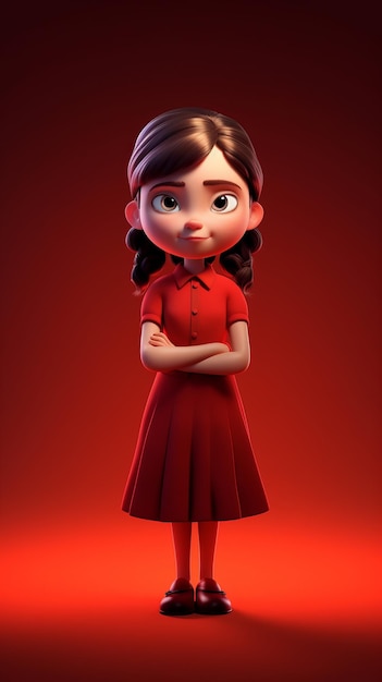 Chica de vestido rojo 3D IA generativa