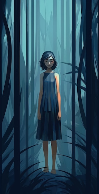 La chica con un vestido entre trópicos enigmáticos por Generative AI