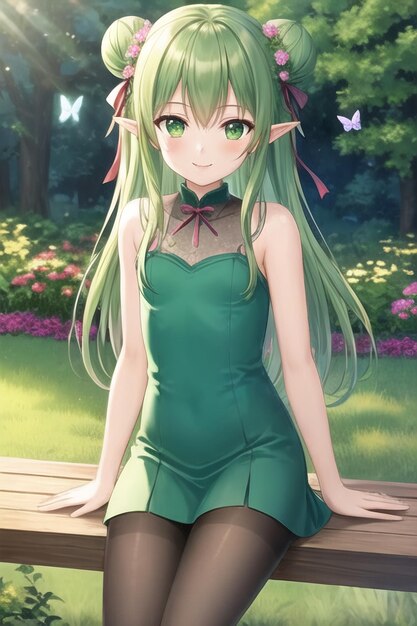 La chica de vestido verde