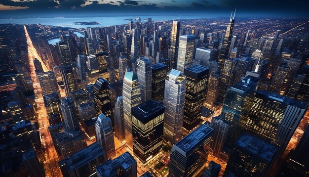 Chicago skyline foto vista aérea da cidade com a perspectiva mais única