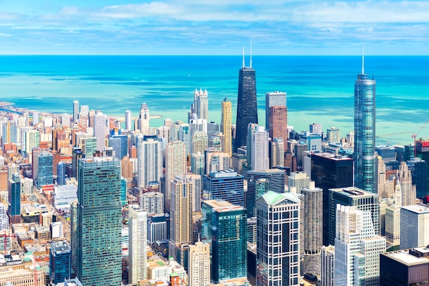 Chicago-Skyline. Stadtbild der Innenstadt, Luftpanorama, Illinois, USA