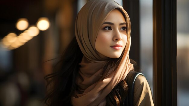 chicas asiáticas con hijab natural