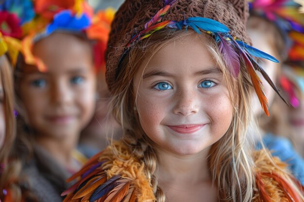 Chicas jóvenes con coloridos tocados