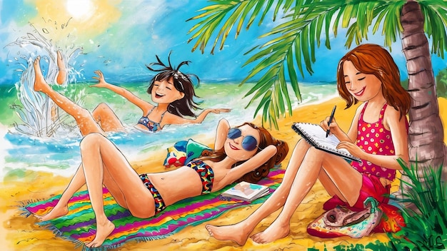 Chicas relajadas en un día de verano