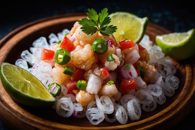 Foto chicharrn ceviche marinado en cal