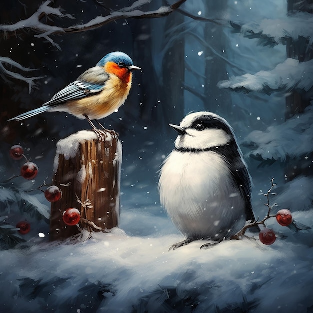 El Chickadee y el Hombre de Nieve