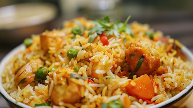 Foto chicken dhun biryani com arroz jeera e especiarias de ia geradora