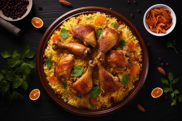 Chicken Kabsa aus Saudi-Arabien Traditionelle arabische Küche