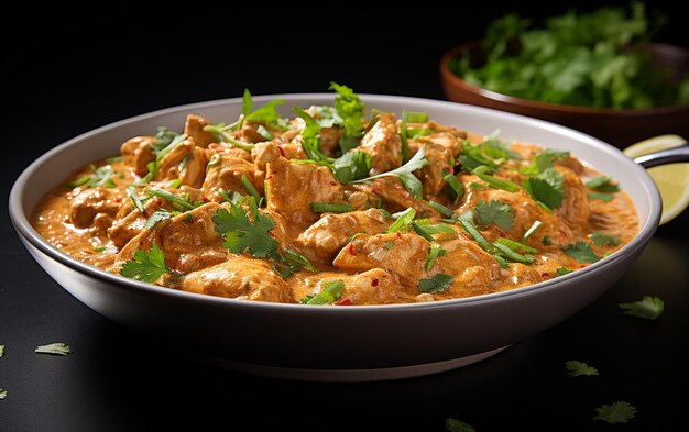 Chicken Korma gegen einen weißen Hintergrund