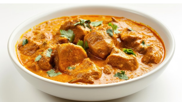 Chicken Korma isoliert auf weißer indischer Küche Fleisch Curry mit Kokosmilch Masala asiatische Speisen