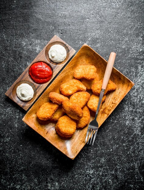 Chicken Nuggets mit verschiedenen Saucen