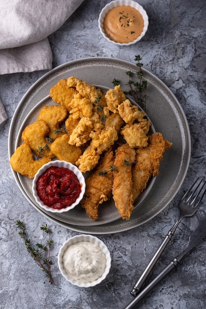 Chicken Nuggets streifen und beißen