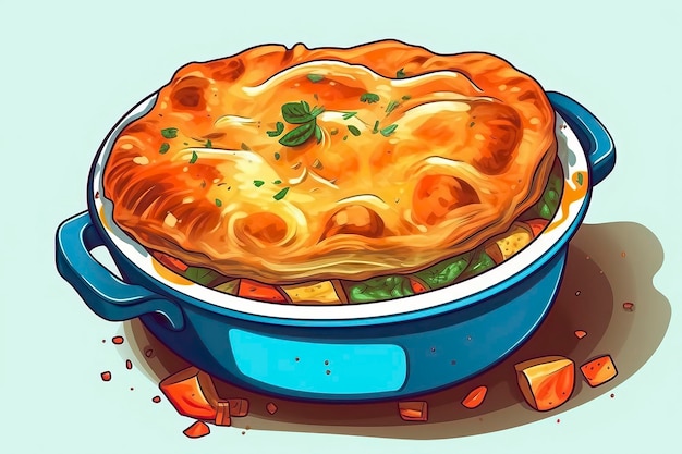 Chicken Pot Pie Illustration Illustration von LebensmittelnGenerative KI