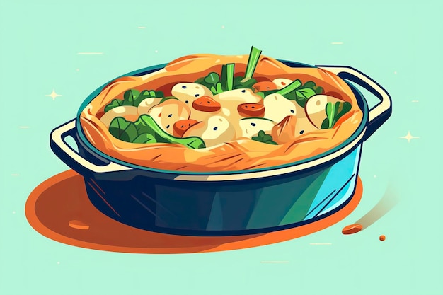 Chicken Pot Pie Illustration Illustration von LebensmittelnGenerative KI