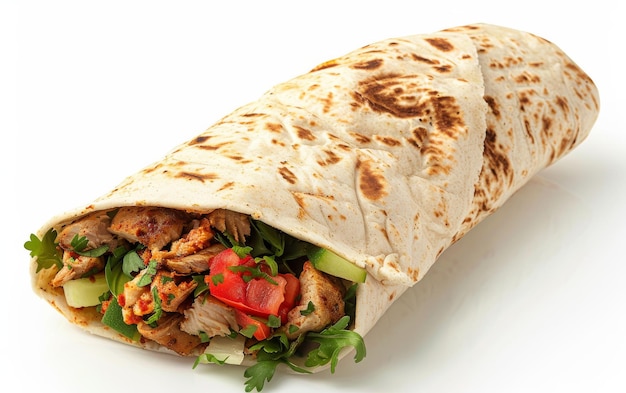 Chicken Shawarma aus dem Nahen Osten auf weißem Hintergrund