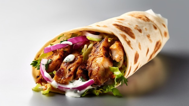 Chicken shawarma durum doner kebab espaço de cópia