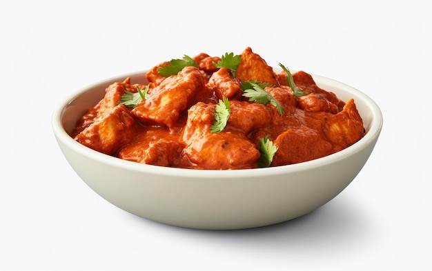 Chicken Tikka Masala auf weißem Hintergrund