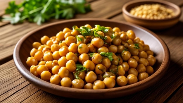 Chickpeas deliciosamente dourados prontos para serem saboreados