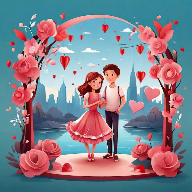Un chico y una chica en el día de San Valentín