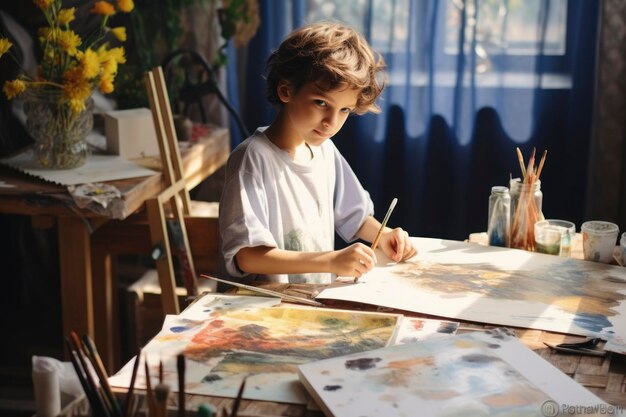 Este chico estaba haciendo su propia invitación en casa generativa ai