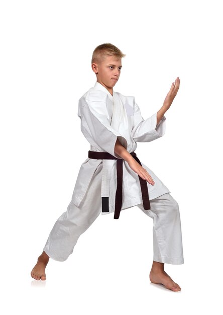 Chico de karate en kimono