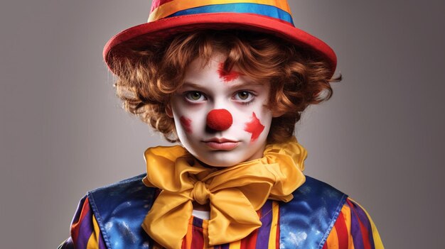 Foto un chico lindo con maquillaje de payaso.