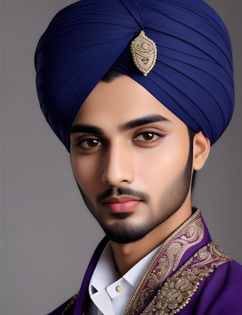 Un chico musulmán elegante con el glorioso Punjabi Ai generado