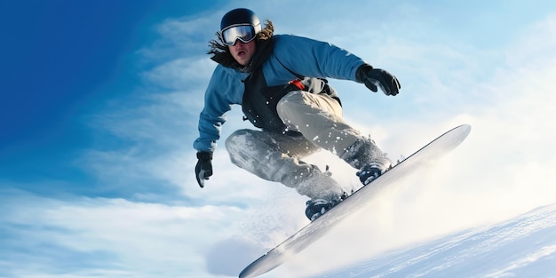 Chico del país de las maravillas invernal se dedica a hacer snowboard Delight IA generativa