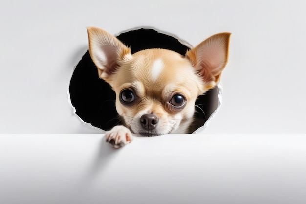 Chihuahua en un agujero blanco