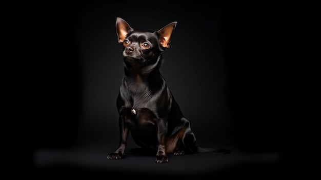 Foto chihuahua auf einem dunklen hintergrund studio-beleuchtung