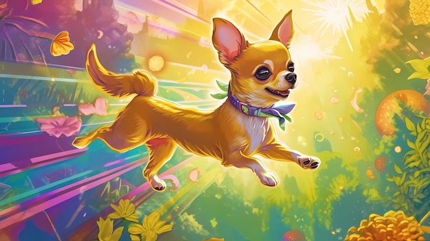 Chihuahua bunte Illustration Generative KI