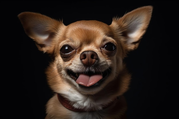 Un chihuahua con fondo negro