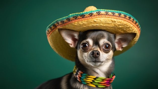 Un chihuahua con sombrero y sombrero