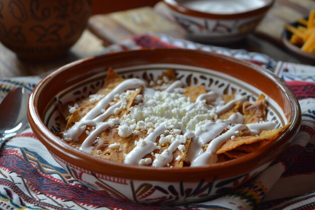 Chilaquiles com feijão refritado