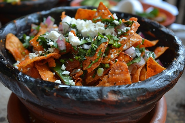 Chilaquiles servidos em um tradicional mexicano