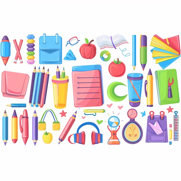 Childrens fornece elementos bonitos da escola primária Bolso de escola globo pendente lápis e livros