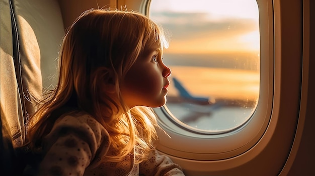 Childs Flugzeug Abenteuer Erkundung vom Fenstersitz