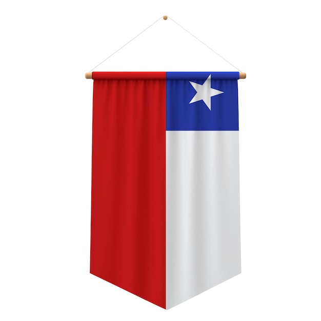 Chile bandera tela colgando banner 3D Rendering