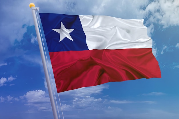 Chile-Flagge auf dem Himmelshintergrund