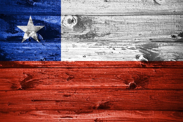 Chile-Flagge auf Holzbohlen-Hintergrund