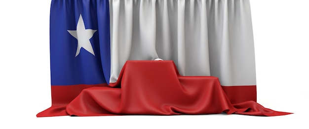 Chile-Flagge drapiert über einem Siegertreppchen d render