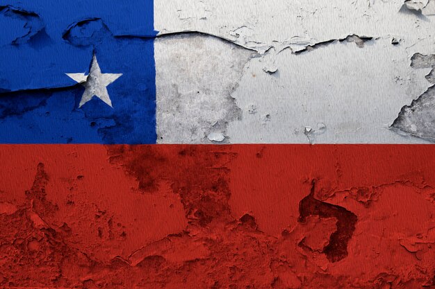 Chile-Flagge gemalt auf grunge gebrochener Wand