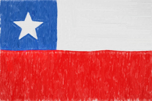 Foto chile pintó la bandera. dibujo patriótico sobre papel. bandera nacional de chile