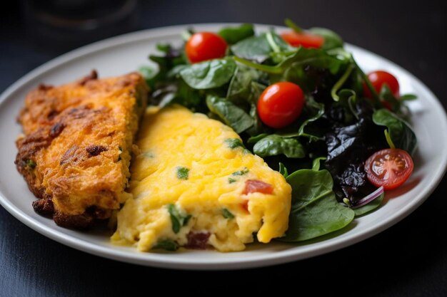 Foto chiles rellenos com um lado de salada de grão-de-bico chiles rellenos fotografia de comida